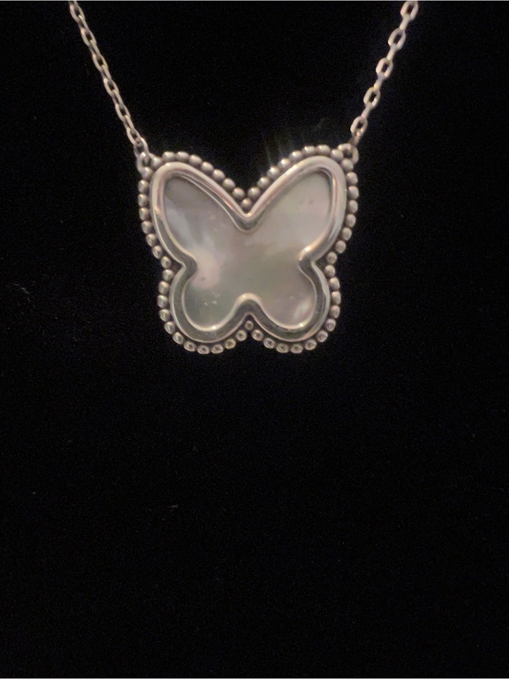 BRIGHTON NWT Butterfly Pendant Necklace in Silver with Mother-of-Pearl - Picture 6 of 7